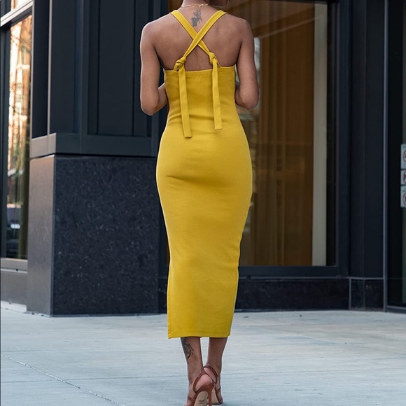 The Drop Women's Citronelle Strappy Rib Midi Dress by @signedblake - Picture 3 of 4